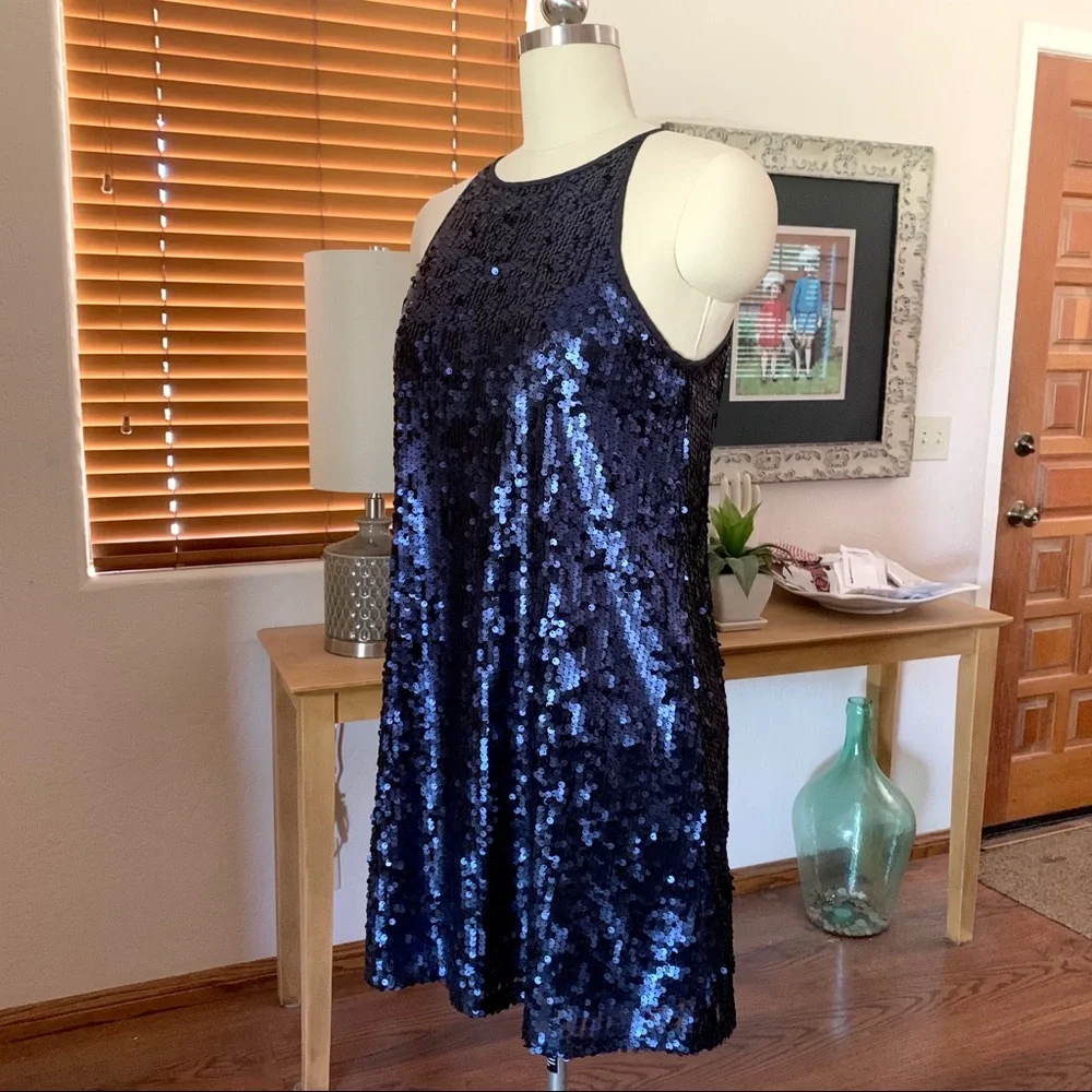 Flirty midnight blue matte sequin Forever 21 (?) mini dress - Picture 3 of 11